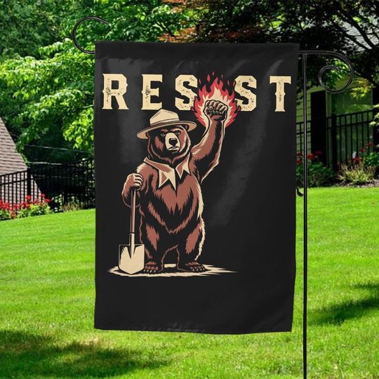 Discover Resist Bear Garden Flag, Protect Our National Parks Yard Flag