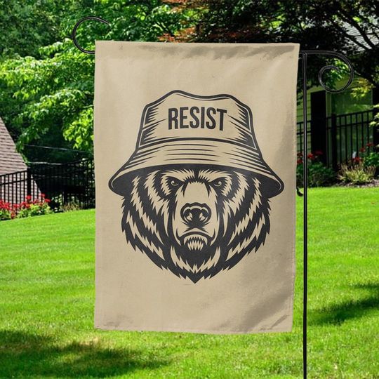 Discover Resist Bear Garden Flag | Protect National Parks Yard Banner | Pro-Federal Workers