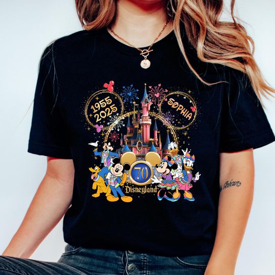 Discover Custom Name Disneyyland 70th Anniversary Shirt, Retro Theme Park Tee