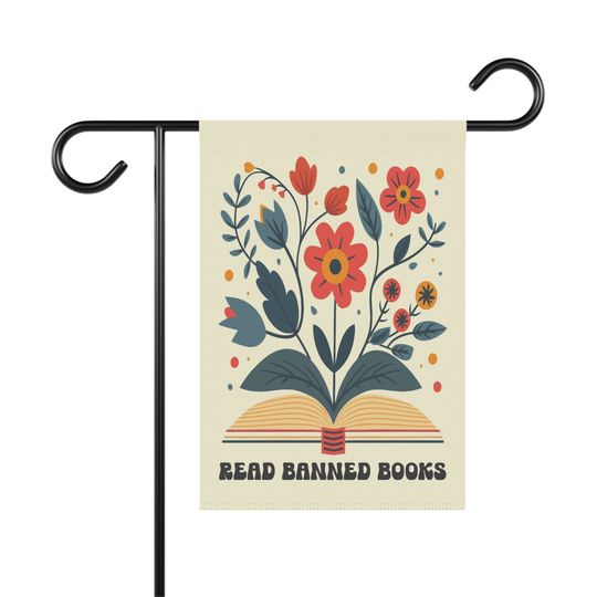 Discover Read Banned Books Garden Flag, Gift for Book Lover, Yard Sign, Yard Flag
