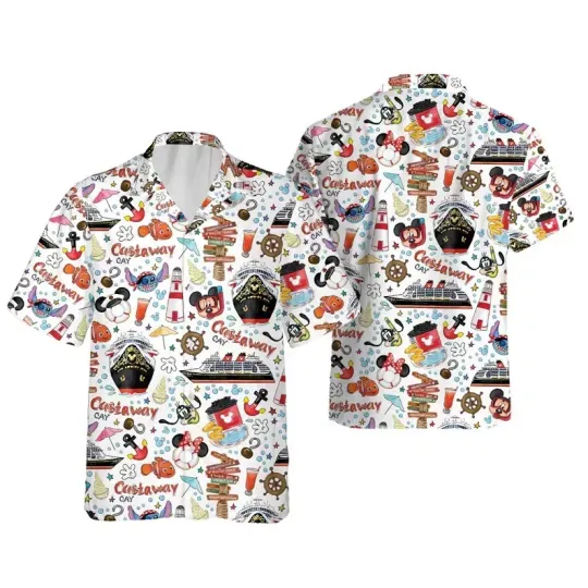 Discover Cartoon Cruise Castaway Cay Hawaiian Shirt, Mickeyy and Friends Button Up Shirt