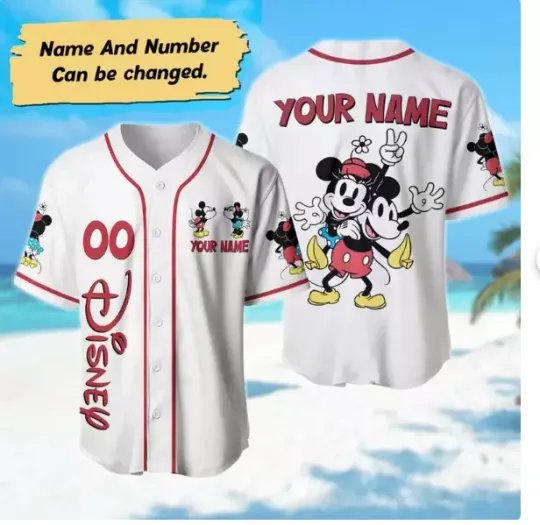 Discover Custom Mickeyy Minniee Mouse 3D BASEBALL JERSEY SHIRT