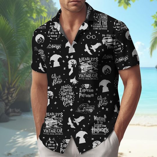 Discover Wizard Flying Car Hawaiian Shirt, Weasley Car Shirt, Bookish Wizard Summer Gift