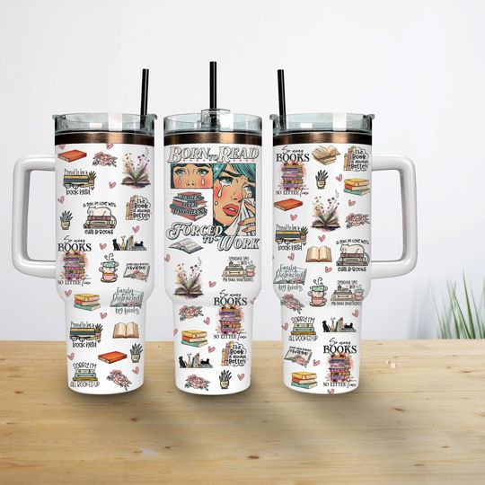 Discover Born To Read Bookish 40oz Tumbler, Funny Reader Book Addict Tumbler,