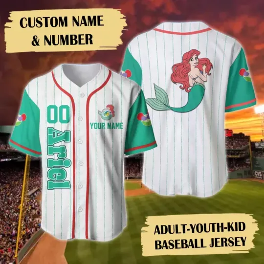 Discover Personalized Mermaid Princess 3D Baseball Jersey Shirt MOTHER DAY GIFT