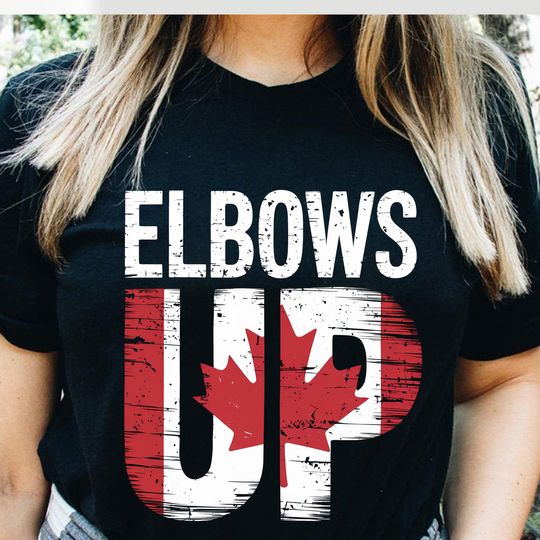 Discover Elbows Up Canada Shirt, Distressed Maple Leaf Flag Shirt
