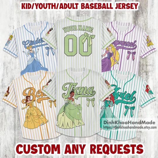 Discover Personalized Princess Bow Baseball Jersey, Custom Name Baseball Jersey