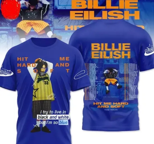 Discover Billie Eilish Hit Me Hard And Soft The Tour 2025 3D T-Shirt