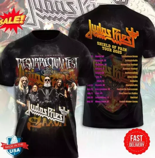 Discover 2025 Tour Judas Priest 3D T-Shirt New For Fan