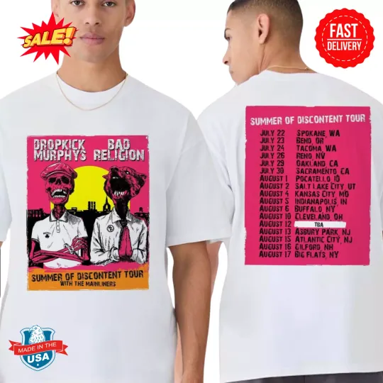 Discover Dropkick Murphys And Bad Religions Summer Of Discontent Tour 2025 T-Shirt