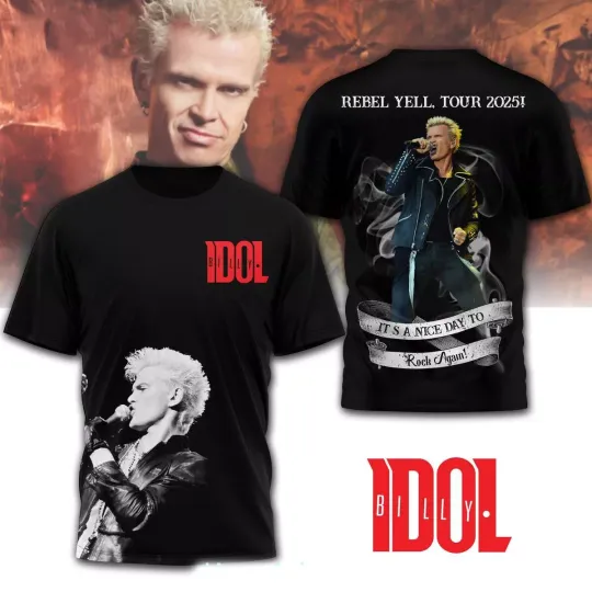 Discover Idol Billy Rebell Yell Tour 2025 For Fans 3D T-Shirt
