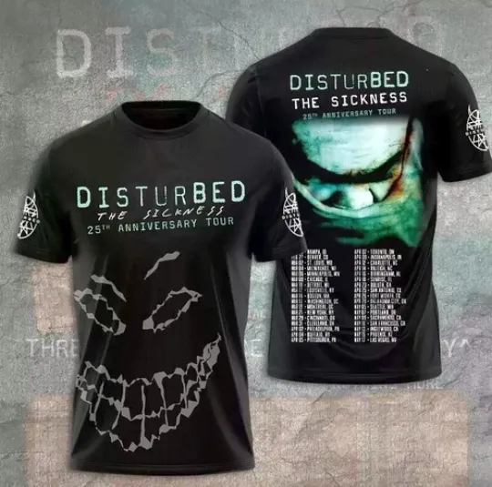 Discover The Sickness 2025 Concert  Disturbed The Sickness 25th Anniversary Tour shirt 3D