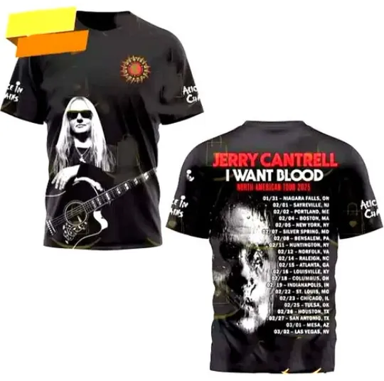 Discover Jerry Cantrell I Want Blood North American Tour 2025 AOP 3D T-shirt