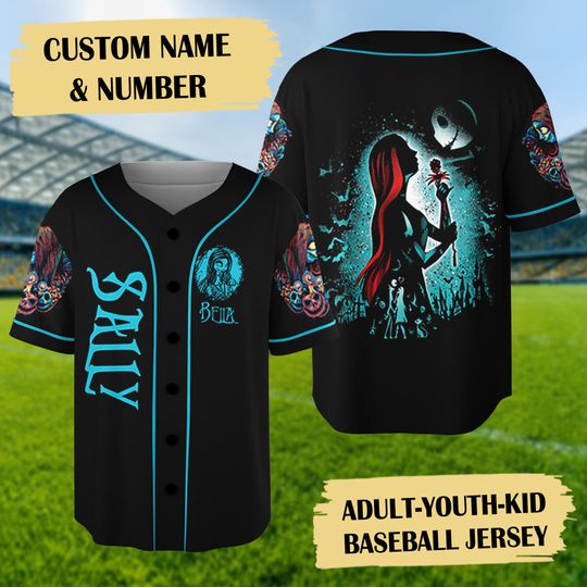Discover Custom Sally Nightmare Halloween Baseball Jersey, Sally Nightmare Before Christmas Jersey, Horror Movie Jersey