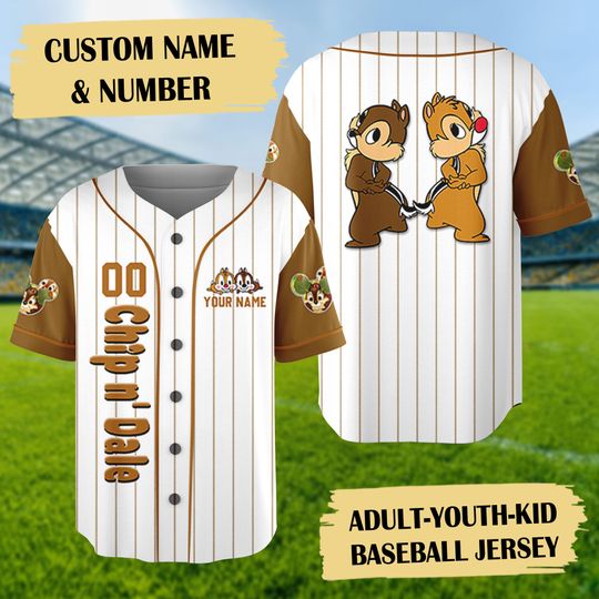 Discover Custom Name And Number Chipmunk Baseball Jersey, Cartoon Chipmunk Brothers Basketball Jersey