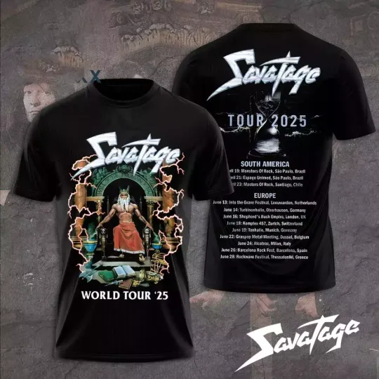 Discover Savatage World Tour 2025 3D T-Shirt Gift For Fans All Sizes