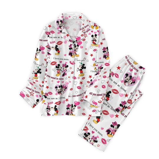 Discover Valentine Mickeyy And Minniee Pajamas, Disneyyy Mickeyy Couple Pyjamas, Disneyyy Husband Wife Pajama Set