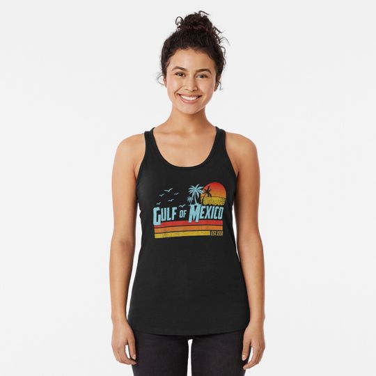 Discover Gulf of Mexico Est 1550 Retro Vintage Beach Racerback Tank Top