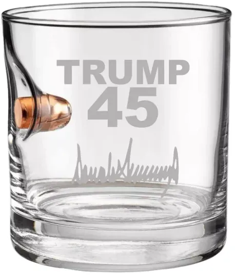 Discover Bulletproof Trump Signature 45 Whiskey Glass- Real Bullet