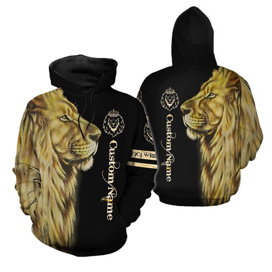 Discover Custom Name King Lion 3D Hoodie All Over Print