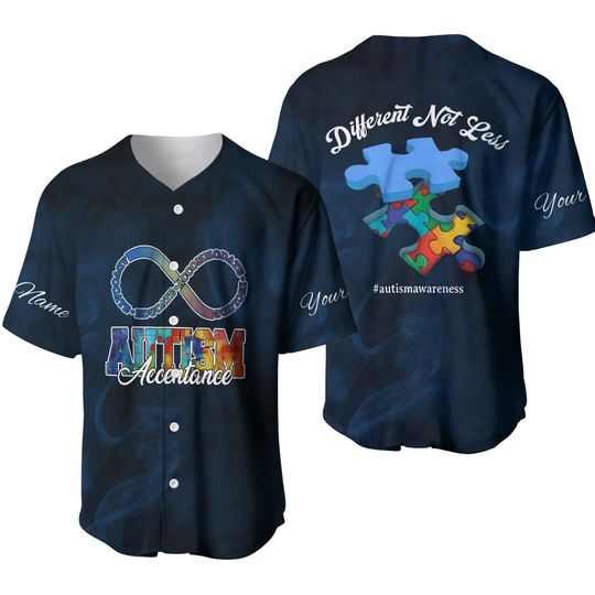 Discover Custom Autism Awareness Jerseys for Men Puzzle Autism Baseball Jersey Puzzle Rib