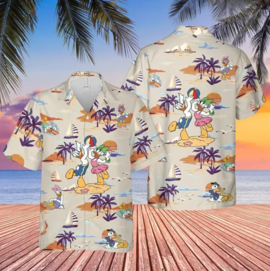 Discover Vintage Donald Duckk Hawaiian Shirt Daisy Duckk Hawaiian Shirt Disneyyy World Hawaii Shirt  Donald Duckk Beach Party Shirts