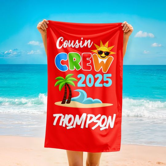 Discover Cousin Crew 2025 Beach Towel,Personalized Cousin Crew Beach Towel,Custom Name Pool Towel