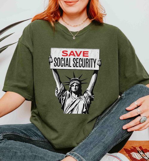 Discover Save Social Security T-shirt, Statue Of Liberty Holding Resist Sign Shirt