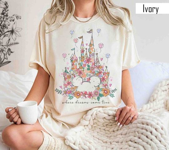 Discover Where Dreams Come True Shirt, Disneyyy Castle Floral Shirt, Vintage Disneyyy Shirt