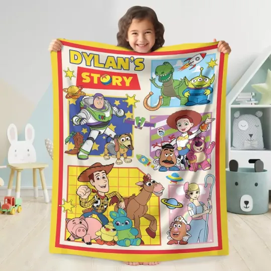 Discover Custom toy stories Blanket for Kids – Personalized Name, Perfect Birthday Gift