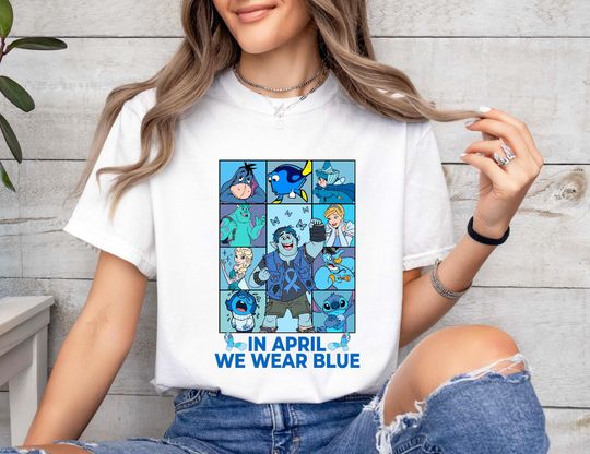 Discover I Wear Blue For Autism Awareness Shirt, Disneyyy Characters Autism Shirt