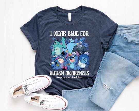 Discover Disneyyy Autism Shirt, I Wear Blue For Autism Awareness Shirt