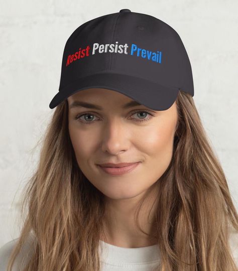 Discover Resist Persist Prevail Embroidered Dad Hat  Patriotic Red, White & Blue Baseball Cap
