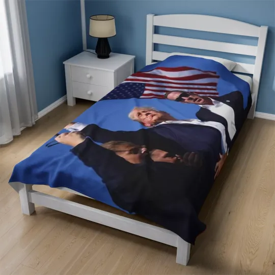Discover Trump Fight Fight Fight Velveteen Plush Blanket
