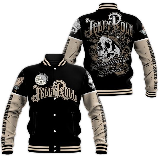 Discover Jelly Roll Beautifully Broken Tour Baseball Jacket