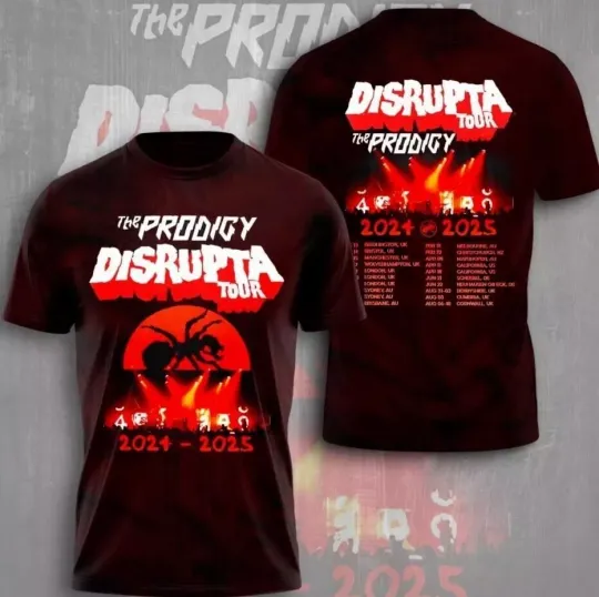 Discover The Prodigy 2025 Tour 3D T-Shirt Unisex All Size Gift For Fans
