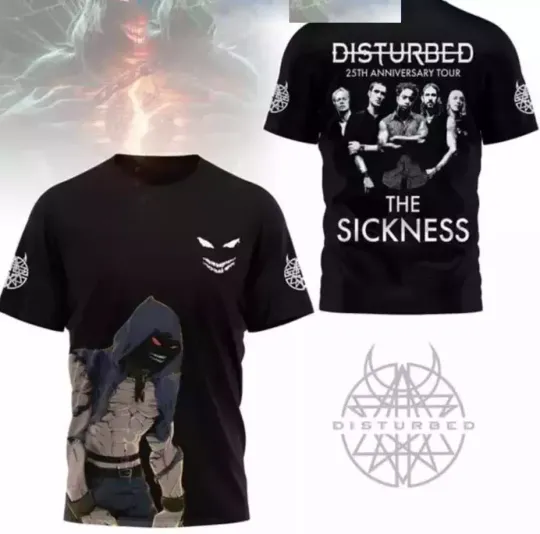 Discover Disturbed 25th Anniversary The Sickness 2025 Tour T-Shirt 3D