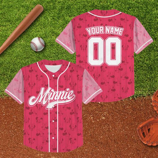 Discover Custom Minniee Pink Bow Baseball Jersey, Retro Mickeyy and Friends Baseball Jersey