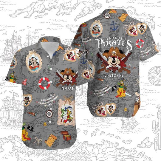 Discover Custom Disneyyy Cruise Hawaiian Shirt, Mickeyy Cruise Shirt, Pirates Caribbean, Mickeyy And Friends