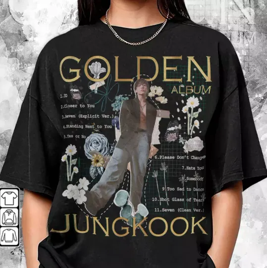Discover BTS Jungkook Kpop Shirt, Golden Album, Jung Kook JK T-shirt