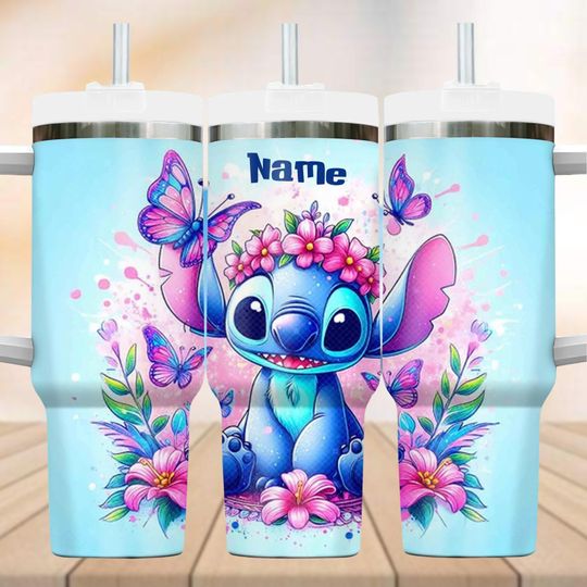 Discover Personalized Stitchh Tumbler 40oz, Disneyyy Stitchh Movie Tumbler Cup, Disneyyy Trip Insulated Tumbler, Flower Butterfly Love Tumbler