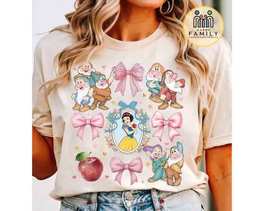 Discover Coquette Bows Watercolor Disneyyy Snoww Whitee and the Seven Dwarfs Shirt