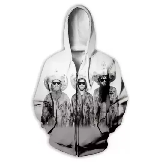Discover ZZ Top Black and White Vintage Rock Band All Over Print Zip Hoodie 3D XS-6XL