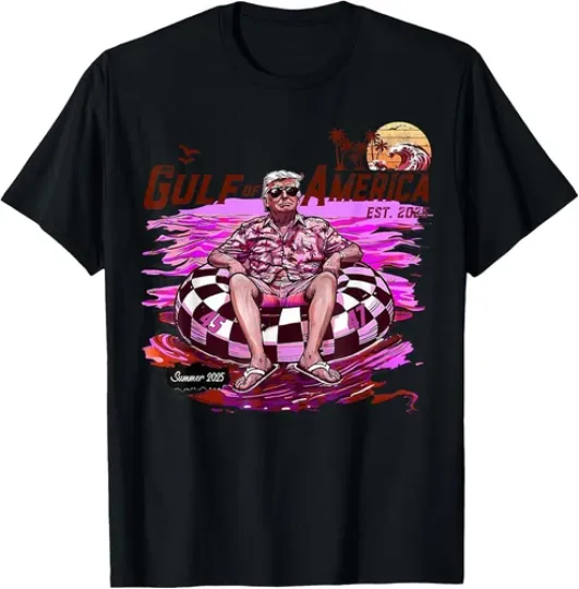 Discover Funny Trump Shirt Gulf Of Us America Est 2025 Vintage Beach T-Shirt