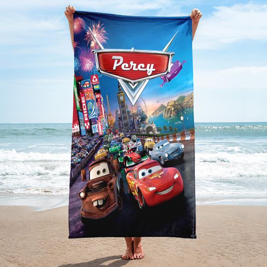 Discover Personalized Car Racer Plush Beach Towel