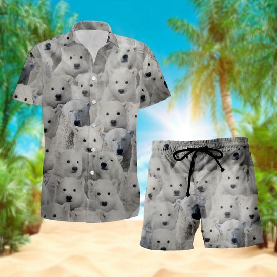 Discover Unisex Polar Bear Hawaiian Shirt, Polar Bear Hawaiian Shirt, Polar Bear Shirt