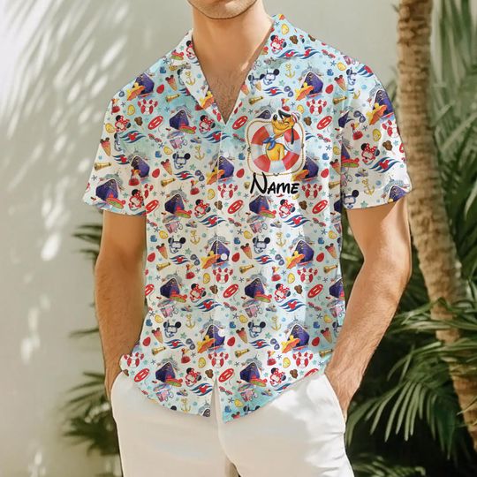 Discover Personalized plutoo Dog Hawaiian Shirt, Watercolor Disneyyy Cruise Hawaiian Shirt