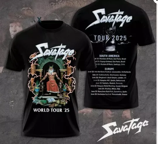 Discover Savatage World Tour 2025 3D T-Shirt, Gift For Fans