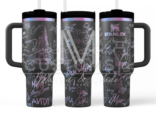 Discover Disneyyy Castle + Character Autographs / Signatures Engraved Tumbler