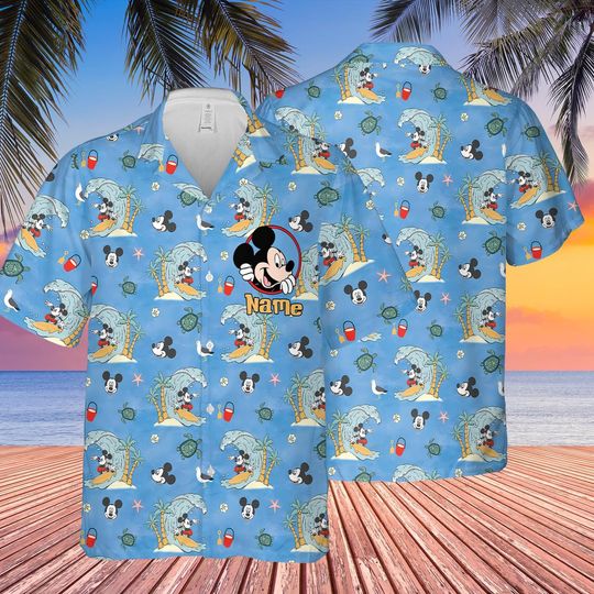 Discover Personalized Hawaiian Disneyyy Mickeyy Shirt, Custom Name Disneyyy Mickeyy Shirt, Disneyyy Characters Hawaiian, Boy Girl Baby Birthday Gift